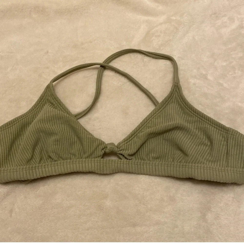 Adore Me Mossy Green Velvet Ribbed Bikini Top